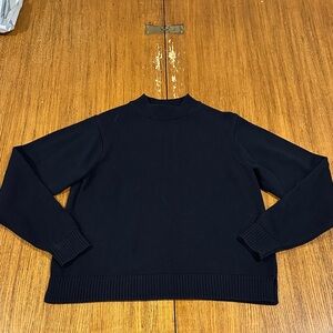UNIQLO Navy Blue Cotton Mock Neck Sweater